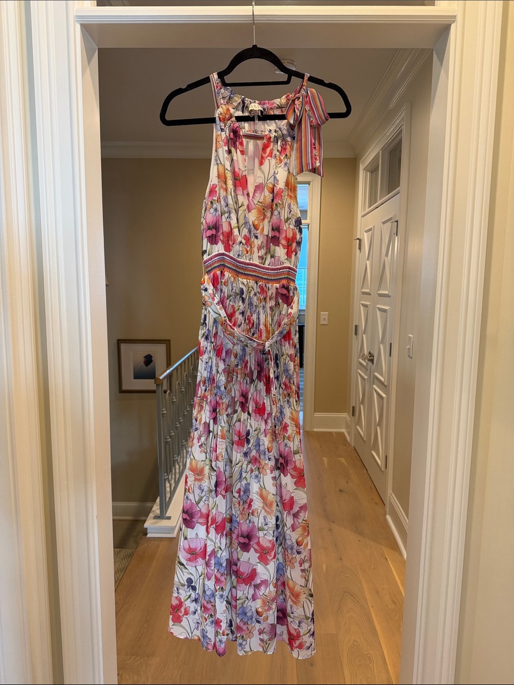 Hale Bob Los Angeles floral Maxi Sundress with Tie Shoulder(LS)